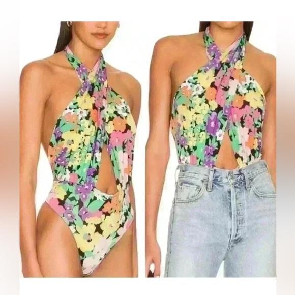 New AFRM Rosa Bodysuit in Neon Garden - Picture 4 of 10